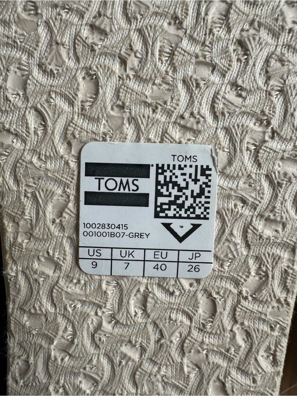 NWT TOMS Alpargata Classic Gray Slip On Canvas Shoes Gray 9 - Picture 6 of 7